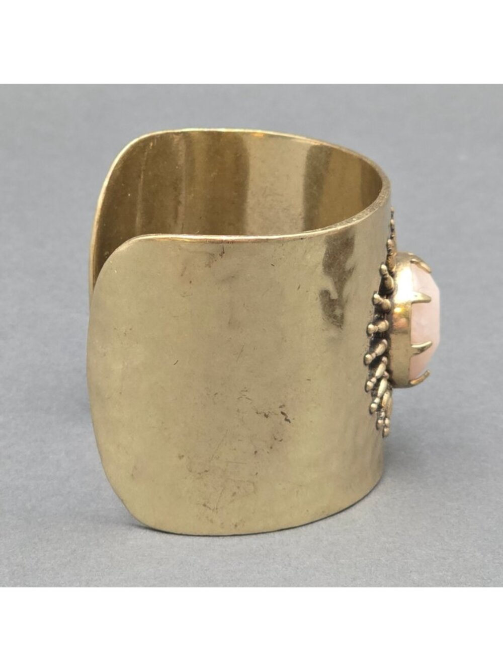 Lucky Brand Brass Sunburst Cuff Bracelet 7" Pink Quartz - Picture 8 of 16